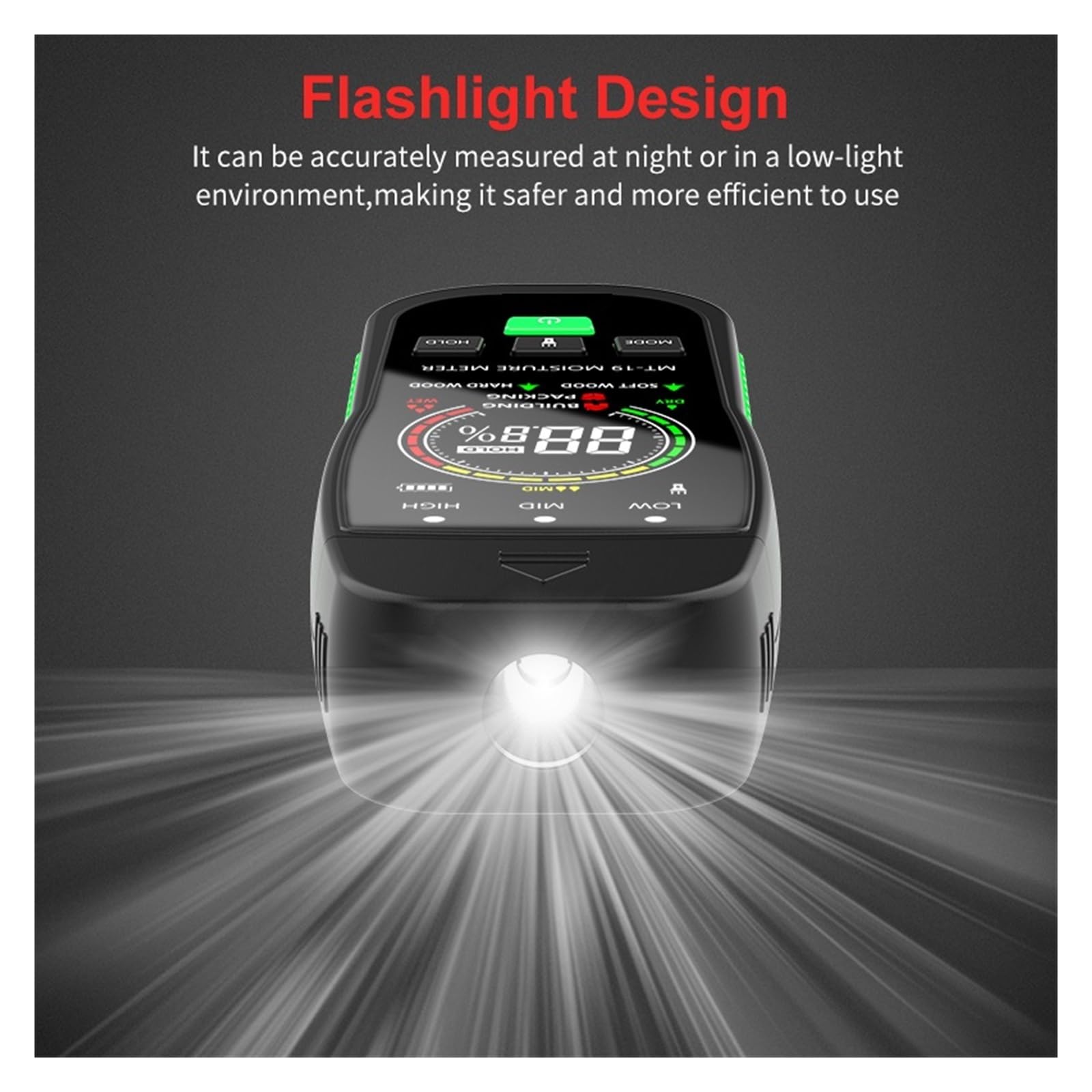 Digitales Holzfeuchtemessgerät MT19C Tester Hygrometer Detektor LCD Taschenlampe Ziegel
