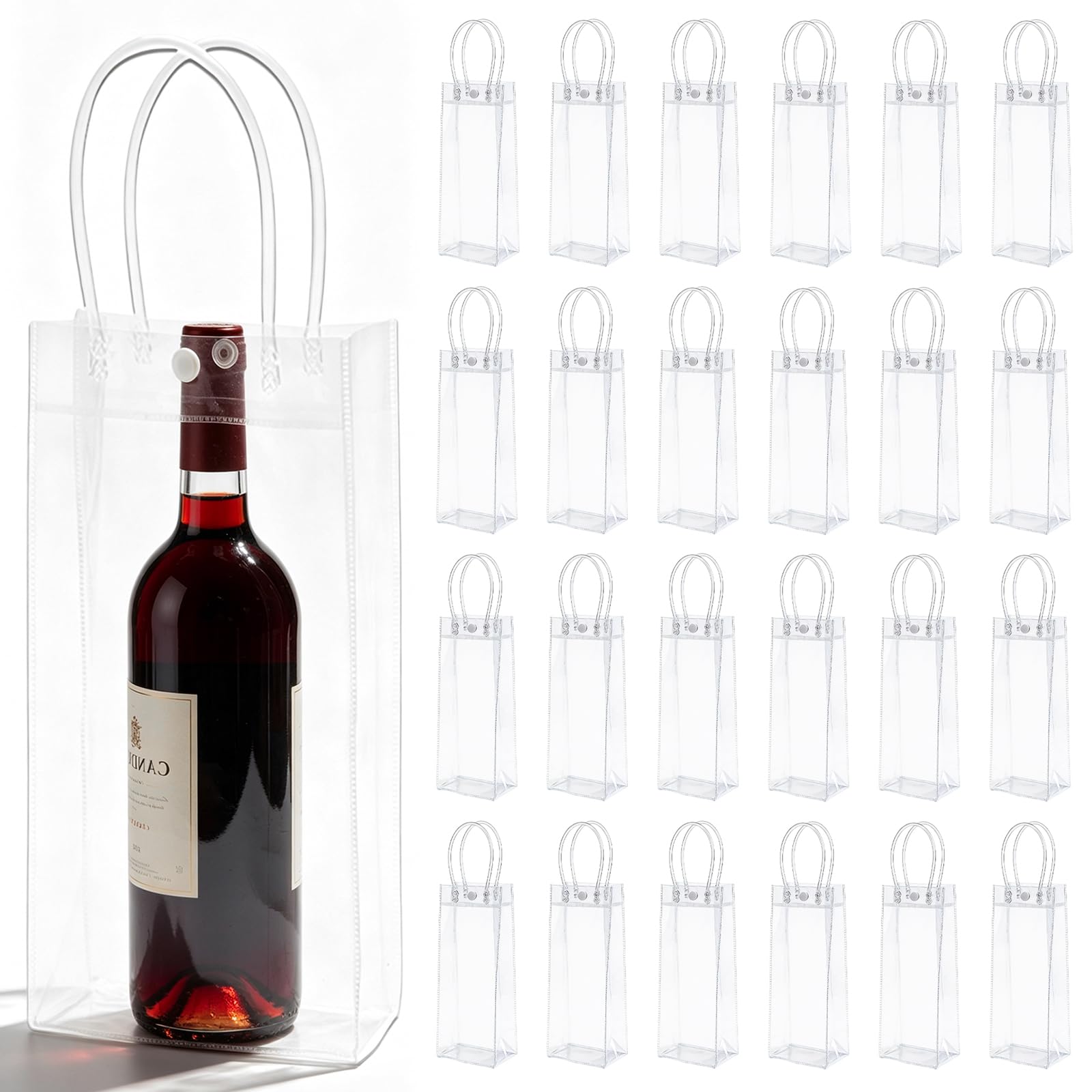 Bolsa de hielo de PVC para botellas de cerveza y bebidas con asa portátil