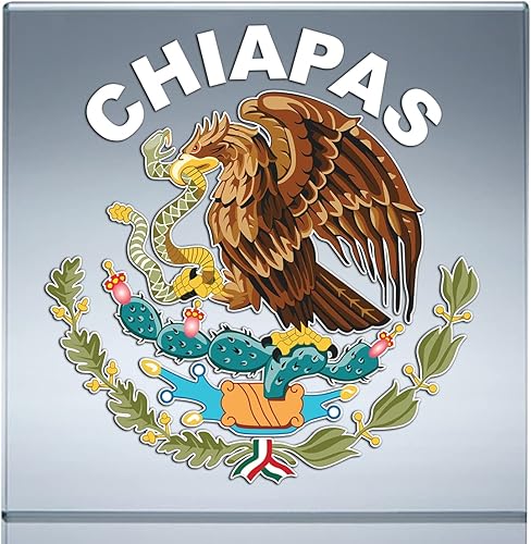 Miniatura 1 de Adhesivo decorativo para ventana, emblema mexicano de Escudo mexicano, estampa Escudo (12 x 12 pulgadas, Chiapas)