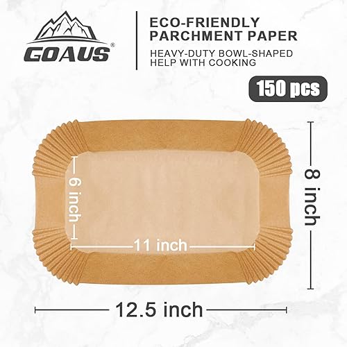 Miniatura 3 de GOAUS Forros de papel pergamino de 12.5 x 8 pulgadas para horno tostador freidora de aire, papel rectangular desechable, ajuste Ninja Foodi FG551