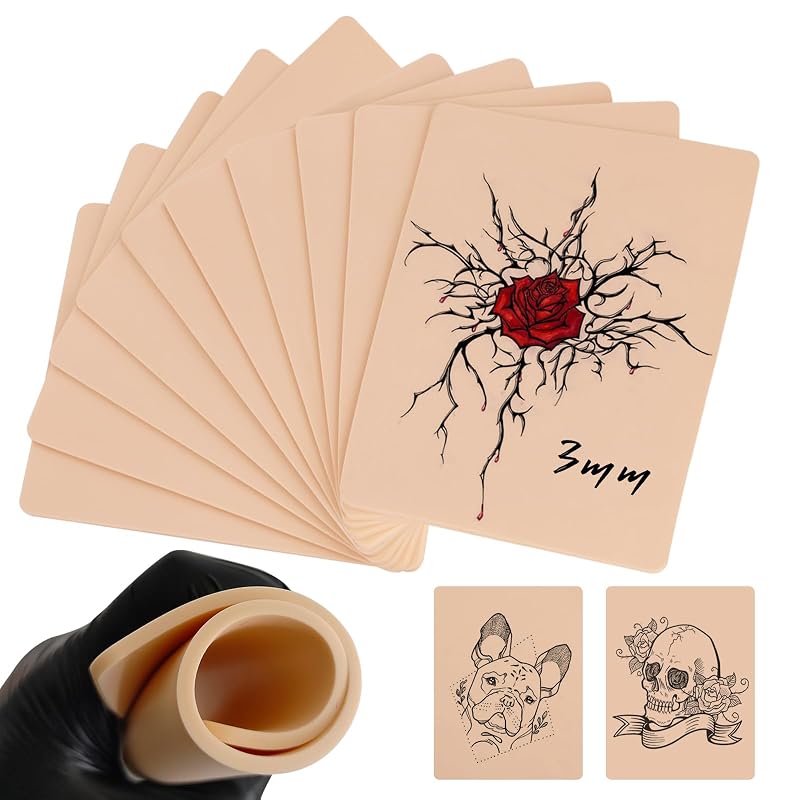 Pele sintética para prática de tatuagem WZPB, 3 mm, dupla face, 10 unidades, 15,24 cm x 20,32 cm