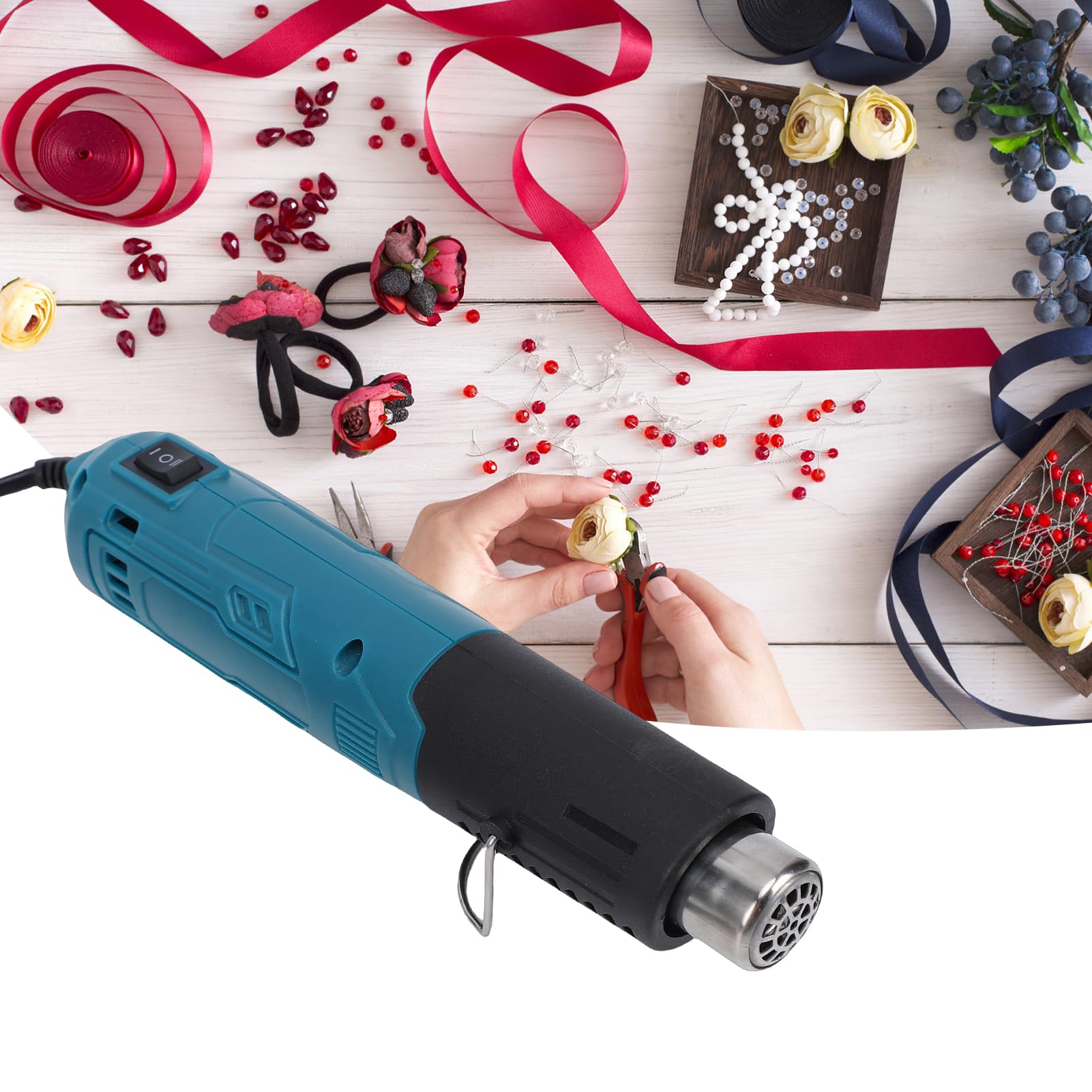 Garosa Pistolet Thermique Portable 300 W Léger en Forme de Stylo pour le Thermo-rétraction, le Durcissement de Résine et les Réparations électroniques (Prise UE)