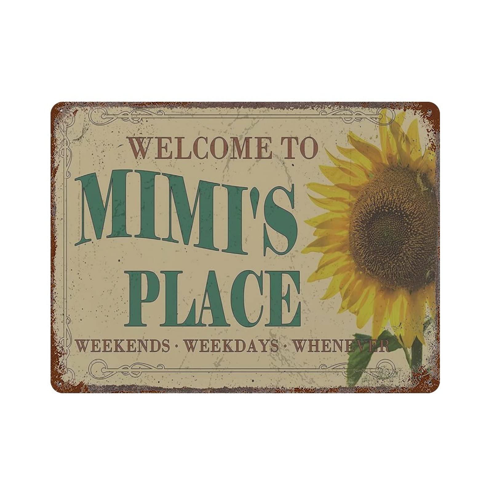 AOOEDM Welcome to Mimi's Place Metal Sign for Home Coffee Garage Wall Decor Vintage Poster Bar Signs for Home Bar Retro Metal Tin Sign