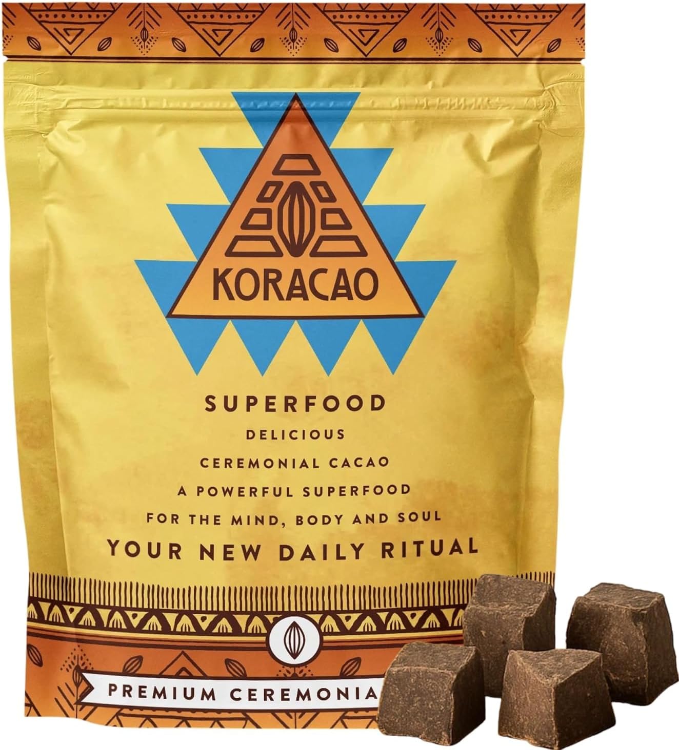 KORACAO Organic & Sustainably Harvested Cacao | Ideal Superfood for Everyday Bliss | Ceremonial Grade Cacao | Enhance Your Spiritual Journey with Ancient Superfood Delight - 450g