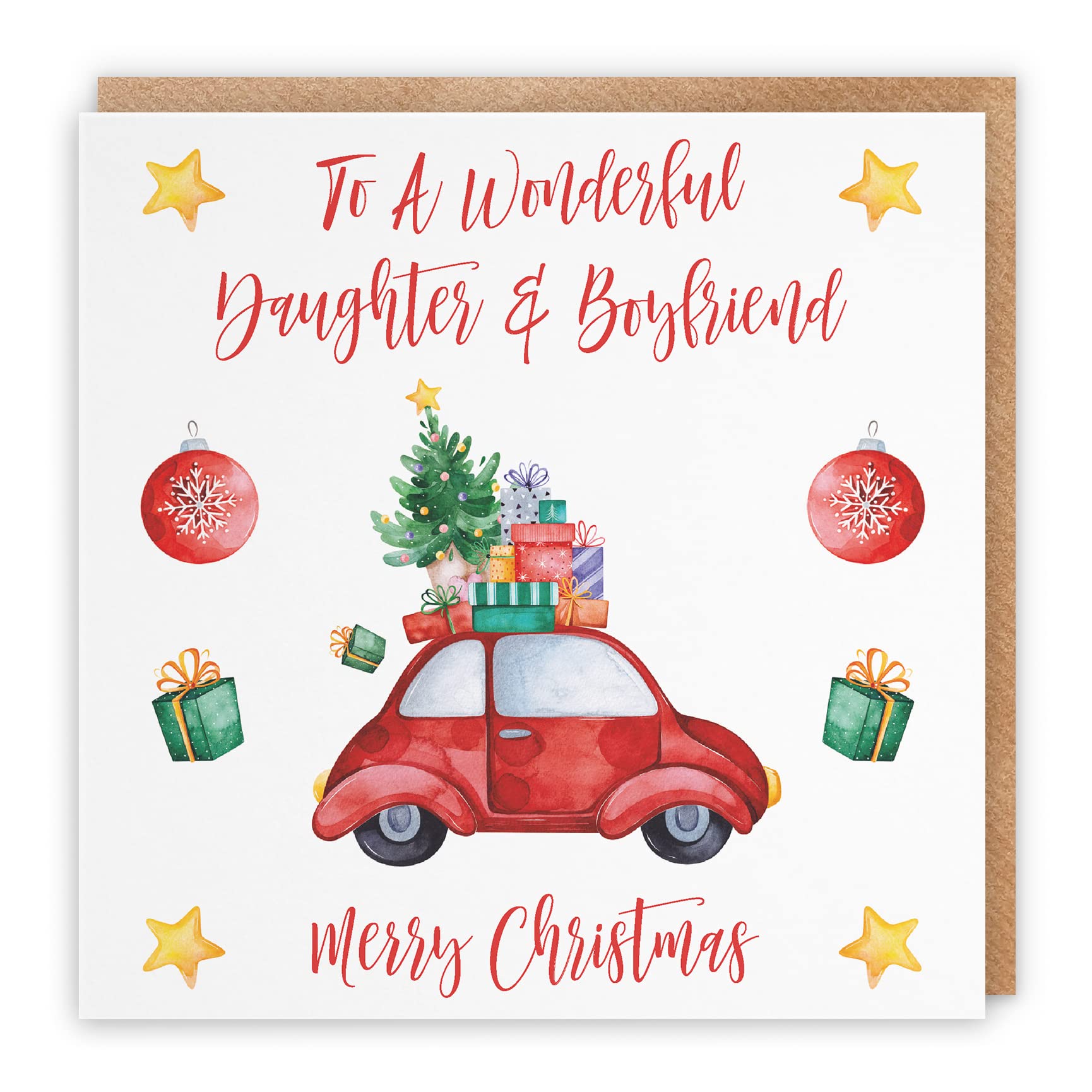 Hunts England, Daughter And Boyfriend Christmas Card, To A Wonderful Daughter & Boyfriend, Merry Christmas