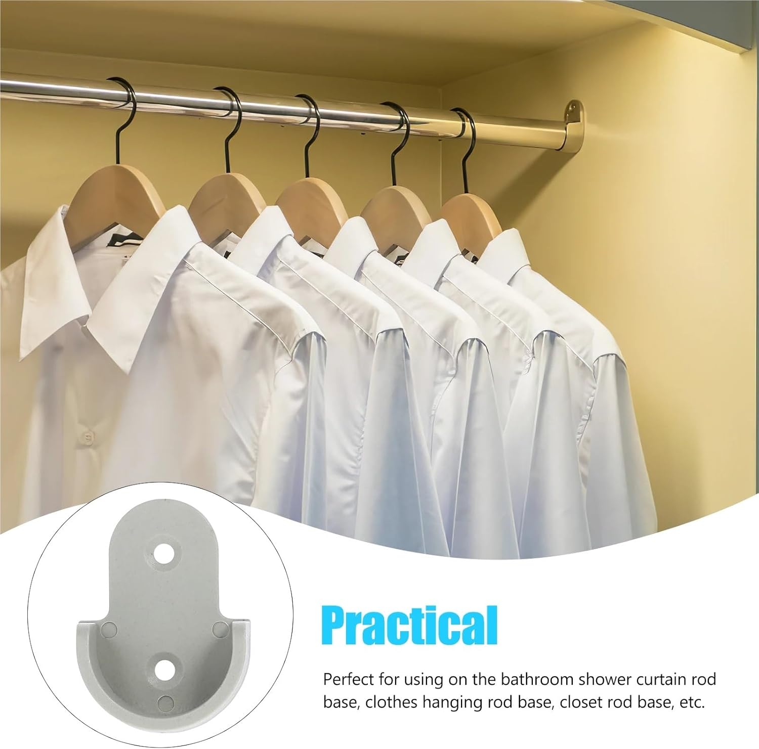 Closet Rod Bracket Plastic Wardrobe Pole Brackets Closet Rod Bracket Shower Curtain Holders Thick For Wall Repair Bathroom Window(200PCS)