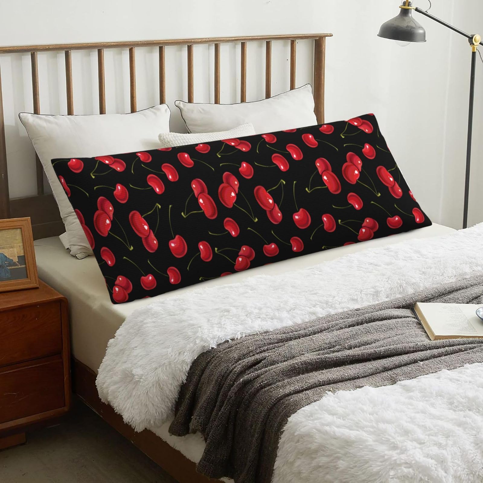 Cherry, Body Pillow Cover with Zipper,Long Body Pillowcase 20 x 60 in