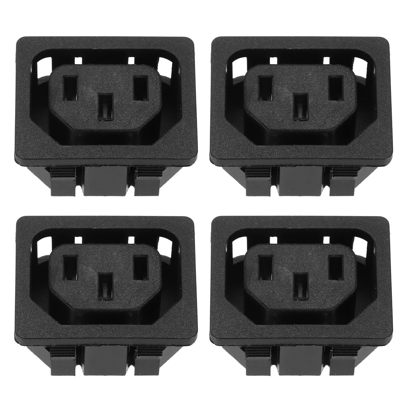 sourcing map C13 Panel Mount Plug Adapter 250V AC 10A 3 Pins IEC Inlet Module Plug Power Socket Straight 4pcs