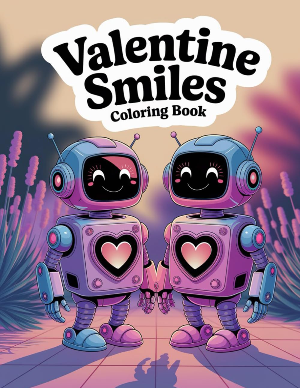 Valentine Smiles Coloring Book - Valentine Smiles Malbuch: Süße Roboter, Einhorn & Welpe – Kawaii Herzen für Kinder