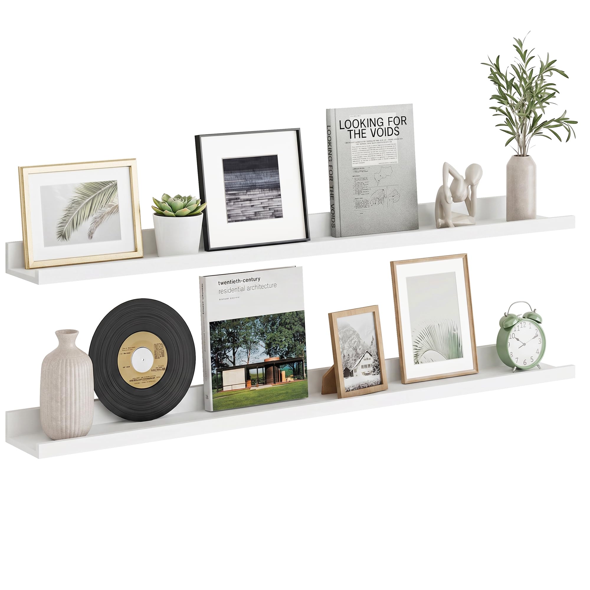 Furnbuty Wandregal, Regal Wand 2/4er Set, Max. Belastung 12-25kg, Wandregal für Bilderrahmen, Bücher, Dekos, Schallplatten, Schweberegal für Küche, Schlafzimmer, Wohnzimmer, Badezimmer