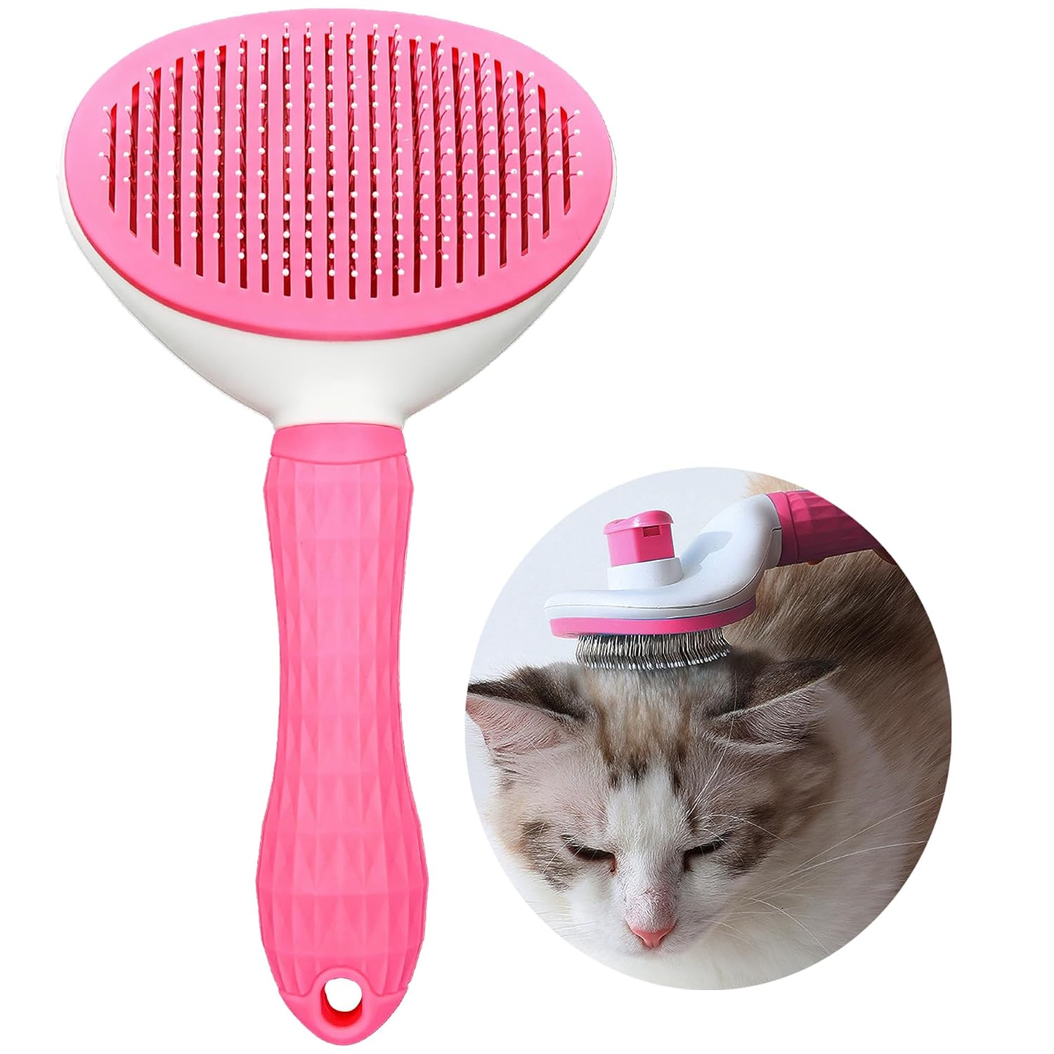 Cat Dog Brush Self Cleaning Slicker with Massage Rounded Particles Removes Loose Hair Tangles,Skin Friendly Washable