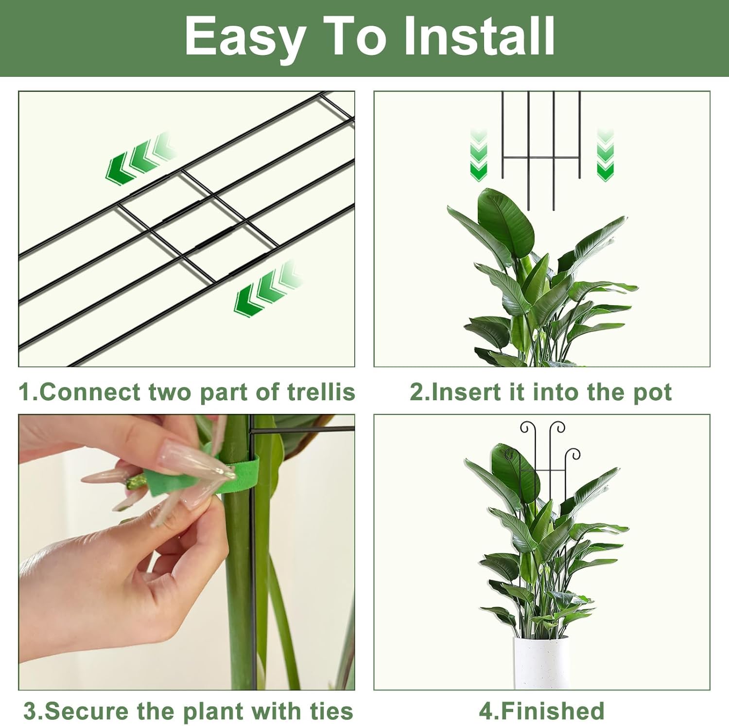 32.6in Tall Plant Trellis Indoor, Metal Garden Trellis for Climbing Plants, Expandable Trellis for Potted Plants for Ivy Pothos Hoya Monstera, 4 Pack