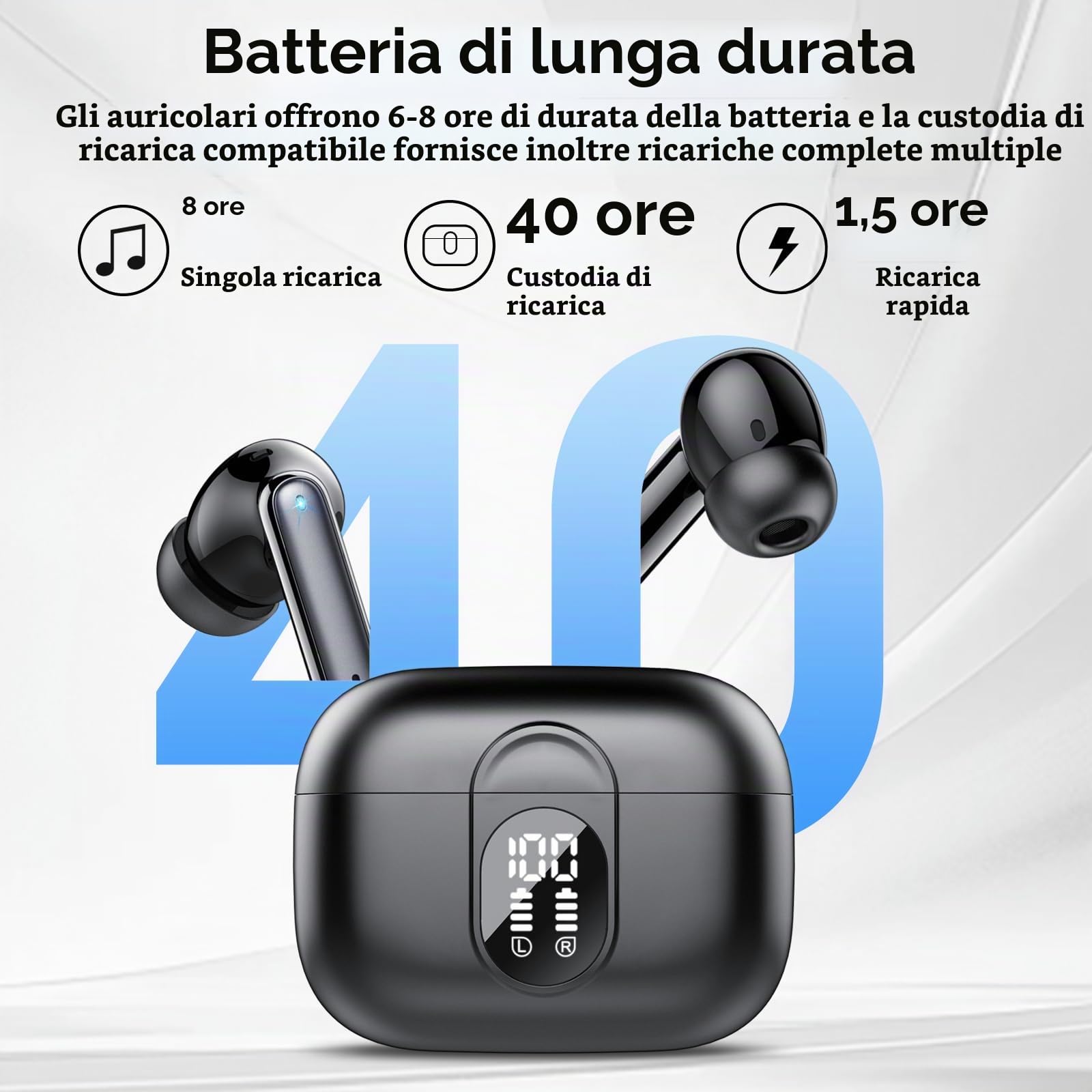 Csasan J90 Pro, Auricolari Traduttori Bluetooth 5.3, Nero