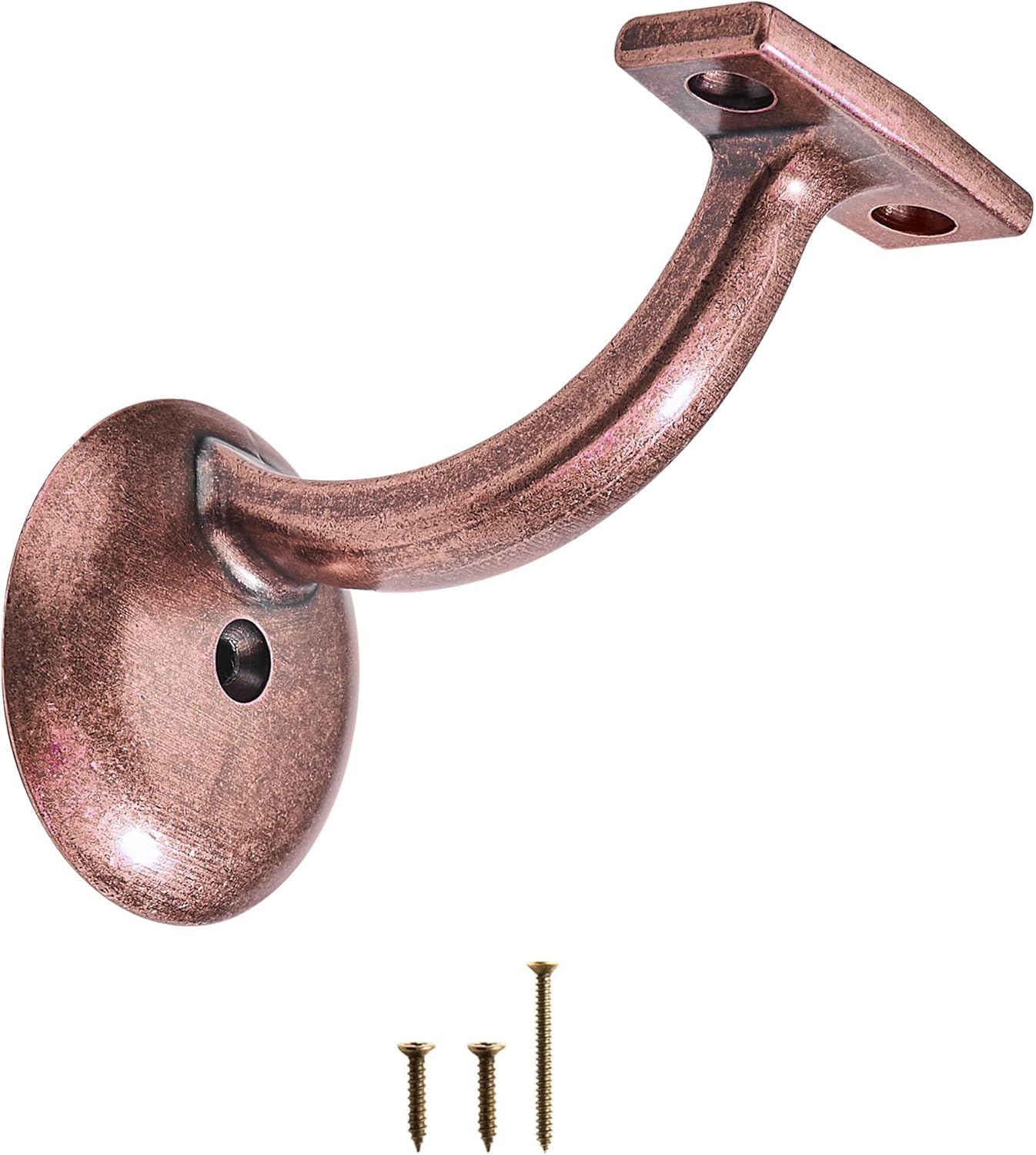 khtumeware 6 Pack Antique Brass Hand Rail Bracket Heavy Duty Hardware for Stairways, Home or Office Vintage Stair Support Handrail Brackets
