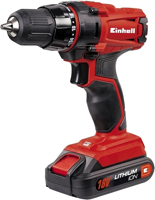 Einhell TC-CD 18-2 Li Cordless Drill Driver With Battery and Charger | 38Nm, Slim Design, Lightweight 18V Combi Drill With LED Light | 2-in-1 Drill And Screwdriver With Storage Case