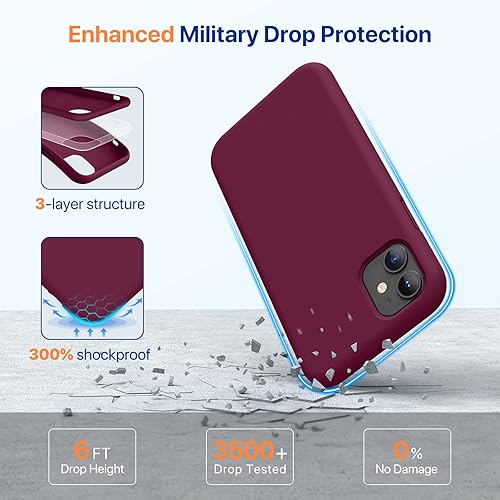 Miniatura 1623 de Miracase - Funda diseñada para iPhone 11 con protector de pantalla, funda de goma de silicona líquida, protección total contra caídas y a prueba