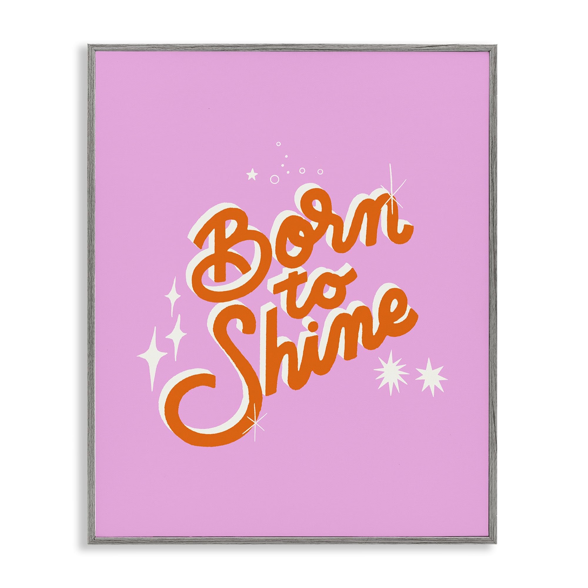 Stupell Industries Born To Shine Typography 'Born To Shine On Pink', Framed Giclee Art, Gray, 11 X 14 Inches, Easy To Hang And Sturdy, Made In Usa, By Indira Prieto | Indysign