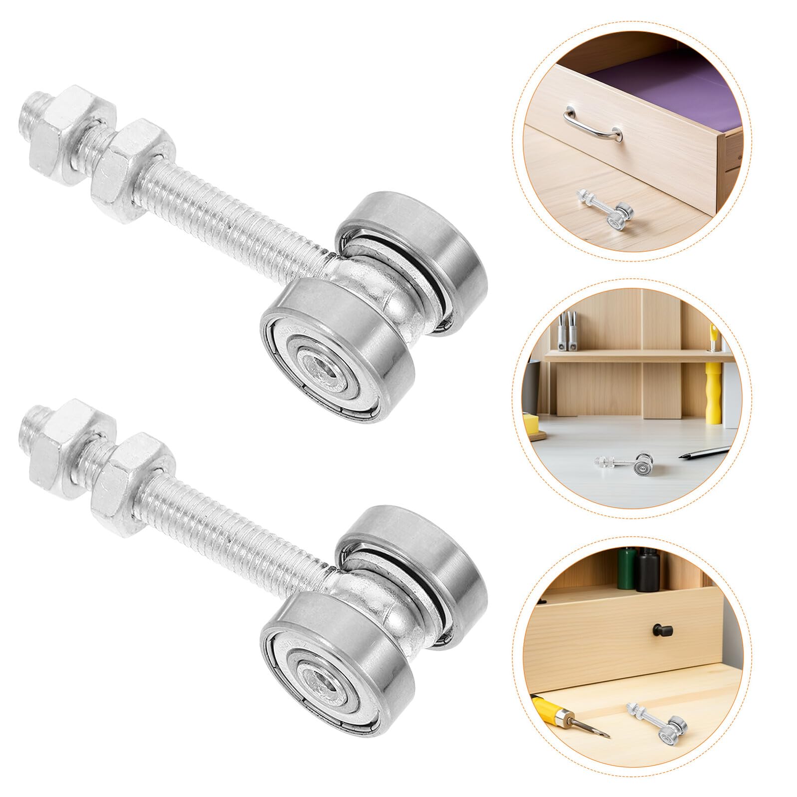 Ensemble De 4 Galets De Rail De Porte Coulissante Roulettes À Double Roulement Pour Porte De Grange Support M8X60 Pour Placard Penderie Et Garage