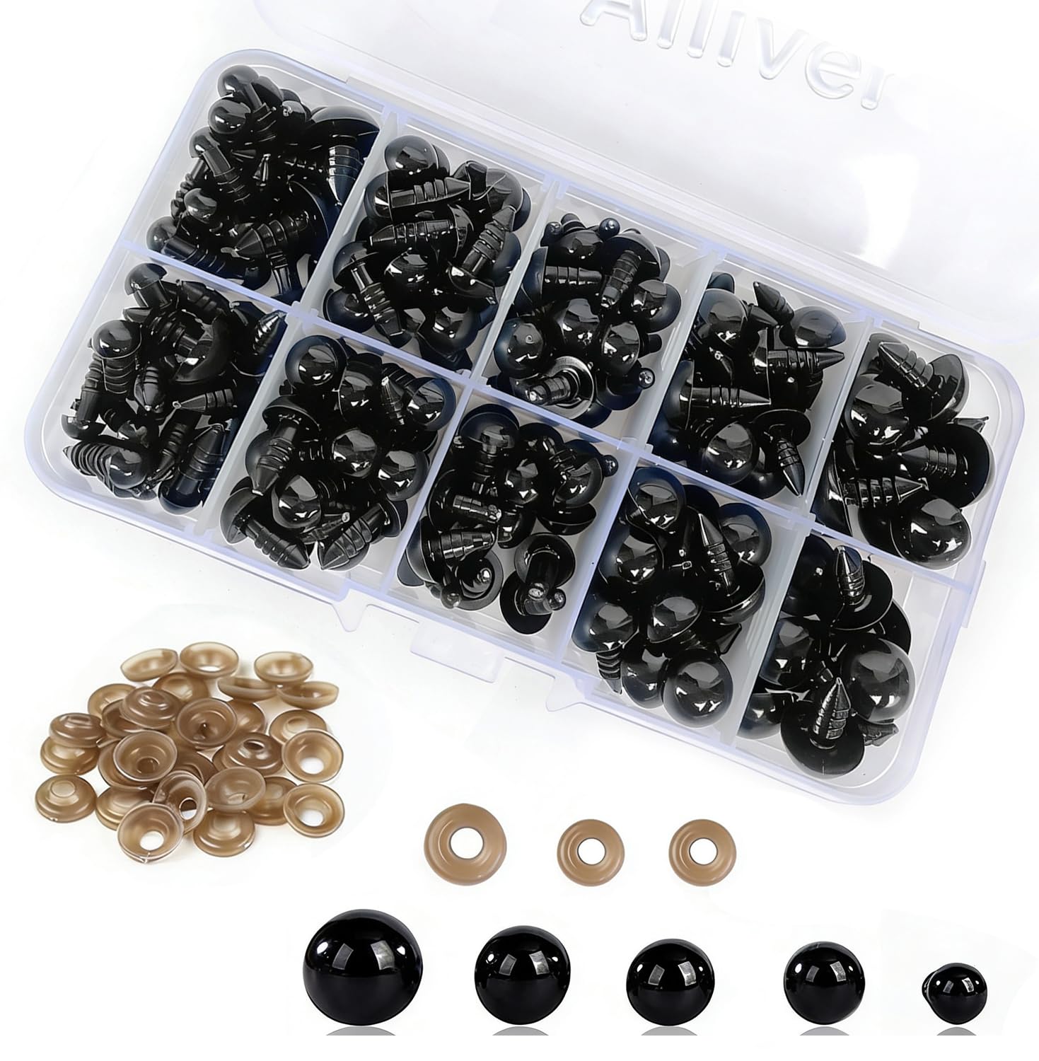 Safety Eyes Toy Eyes Plastic Safety Eyes with Washer for Tcrochet Toys,100PCS Craft Eyes Doll Eyes for Soft Toy Making,DIY Craft Dolls(6-12 mm)-image-4