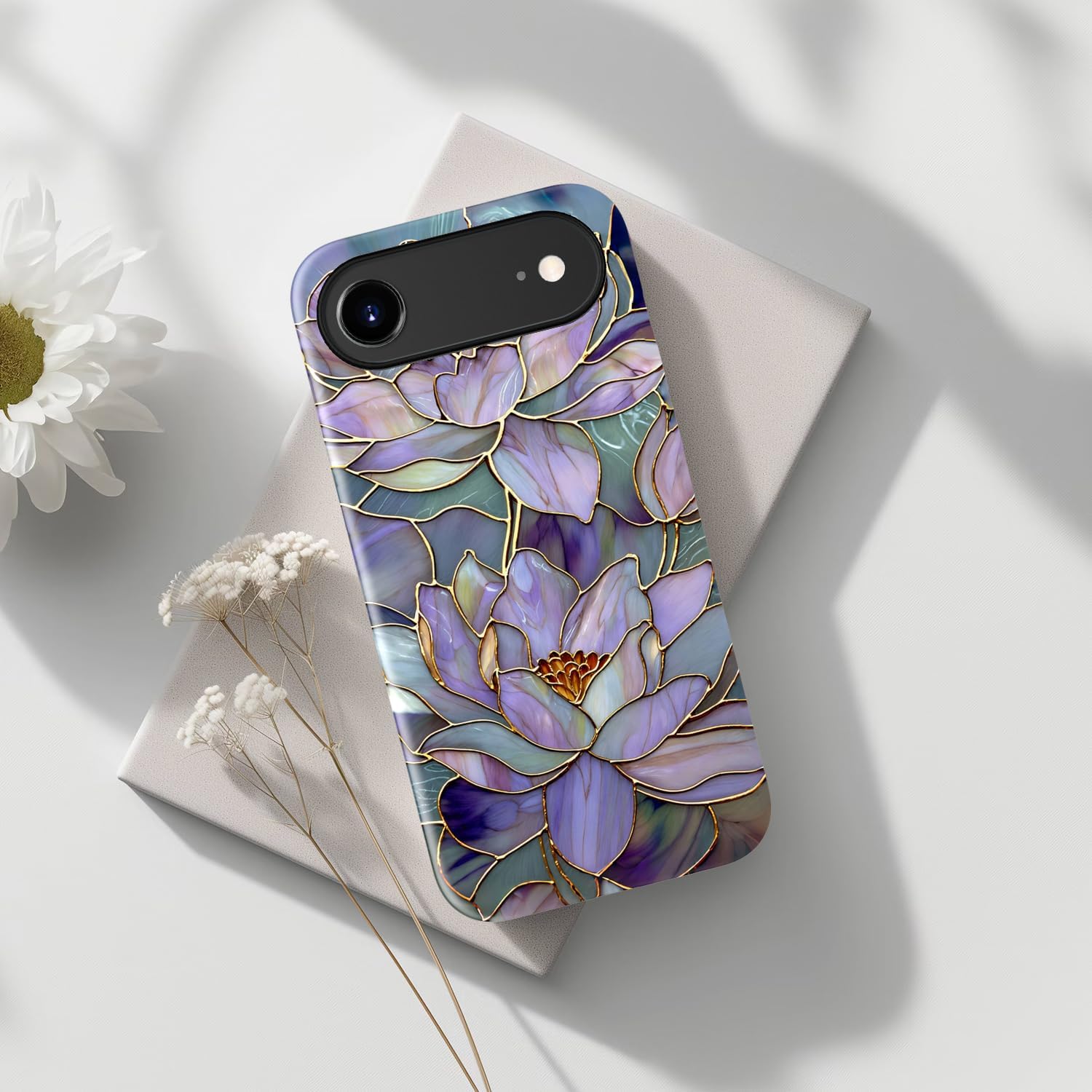 Goodon for iPhone Air Case Cute - Wireless Charging Compatible - Dual-Layer Hard Shell + Silicone Cover - Protective Phone Case with Trendy Designs for Women - Abstract Lotus - Image 6