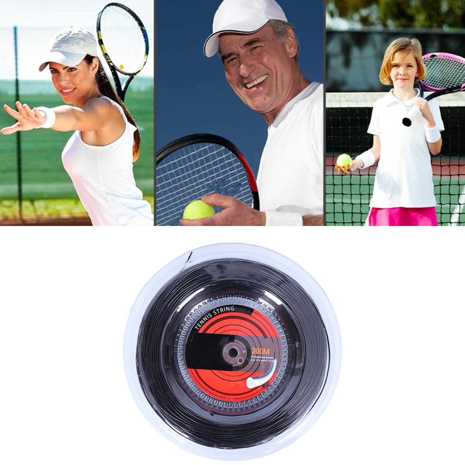 Tennis String Reel – Premium Synthetic Inarm String, Racchetta da tennis, racchetta da tennis | Multifilamento in poliestere Strings, corda da tennis ad alte prestazioni per spin Controll – Tennis