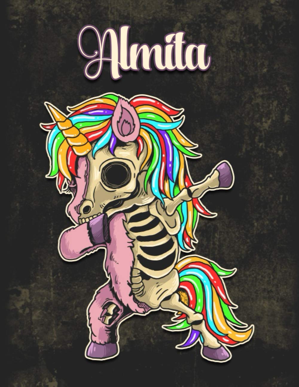 Almita: Personalized Dabbing Unicorn Sketchbook & Notebook with pink name | Best Birthday Gift for Almita |8.5x11 Size & 100 Sketchbook pages + 50 Wide Ruled Composition Notebook pages