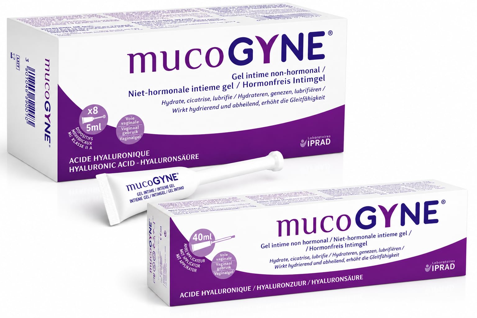 MucoGYNE Gel Intime non hormonal à l'Acide Hyaluronique – crème 40ml + unidose x8