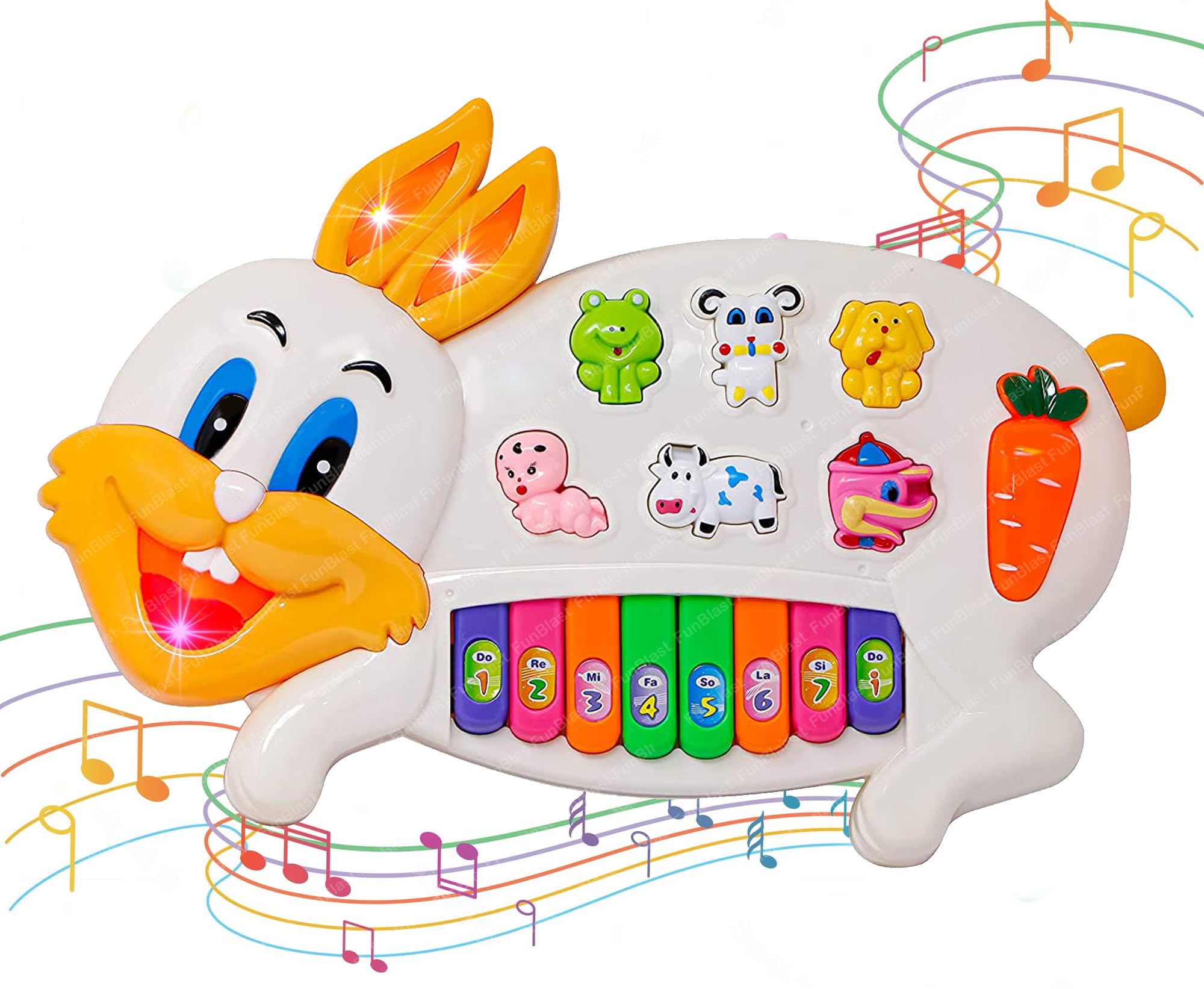 FunBlast Musical Rabbit Piano for Kids with Flashing Lights, 15 Keys and 3 Modes Animal Sounds, Multicolor (B076NR873D) Amazon Price History, Amazon Price Tracker