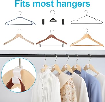 100 PCS Space Saving Hanger Hooks and Clips for Plastic Hangers (White)