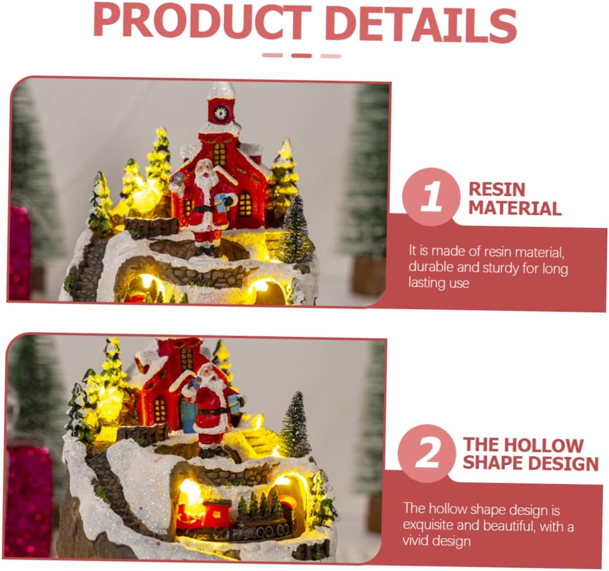Animated Christmas House Figurine Lighted Miniature Christmas Village Decorative Train