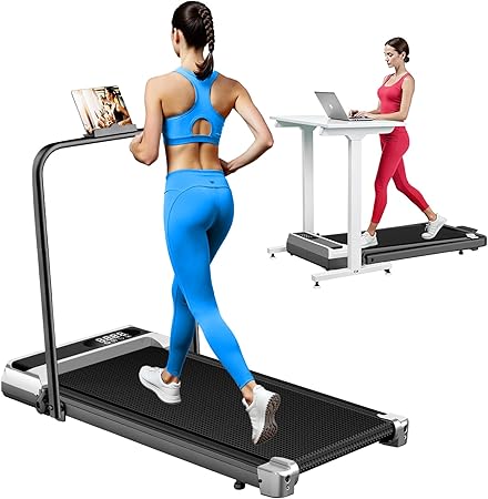 Walking Pad Treadmill with Handle Bar for Home Office,3.0HP Low Noise Portable Folding Under Desk Treadmill with Remote Control,Jogging Running Machine,350 Lbs Capacity,LED Display