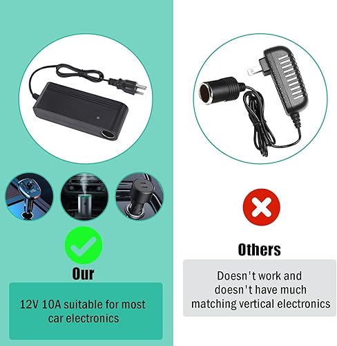 Miniatura 4 de Adaptador de corriente de 12 V 10 A, convertidor de cargador de automóvil, enchufe de encendedor de cigarrillos de automóvil, adaptador de fuente de