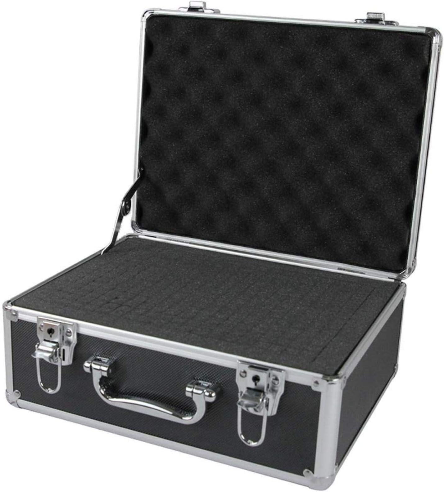 Aluminum Tool Boxes, Tool Case Household Carrying Case Briefcase ToolBox with Foam, Silver (Color : A)