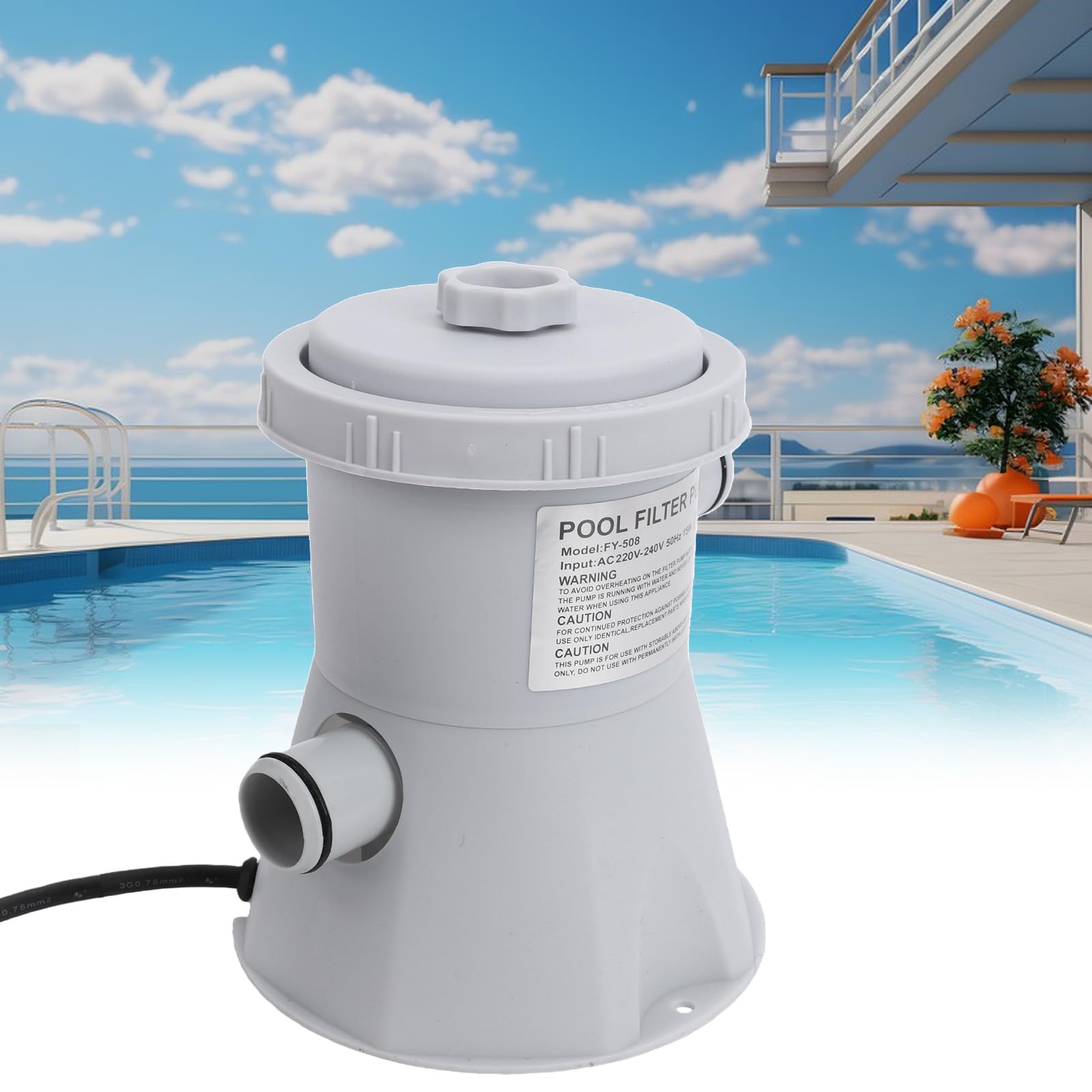 banapoy Circolazione e Filtraggio dell'Acqua Migliorate, Pompa Filtro per Piscina 300GPH per Piscina Fuori Terra, di Pompa Filtro a Cartuccia per, (EU)