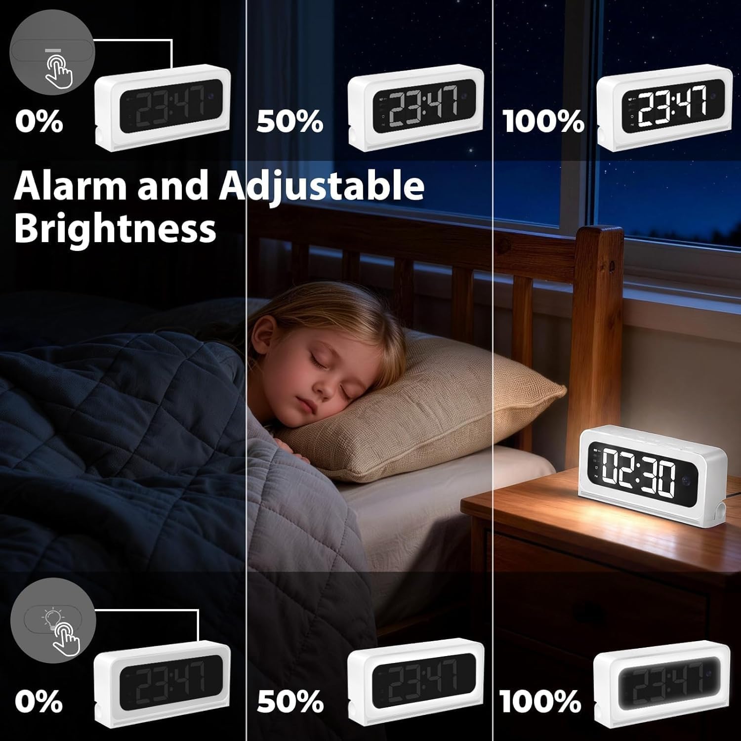 2K Alarm Clock Camera, 5G & 2.4G WiFi Indoor Nanny Cam for Home Security, Full Color Night Vision, AI Human Motion Detection, Local SD Storage