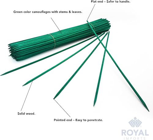 Miniatura 4 de Royal Imports - Estaca de madera verde para plantas, palillos florales de bambú para jardinería con soporte resistente, cartel de madera para postes