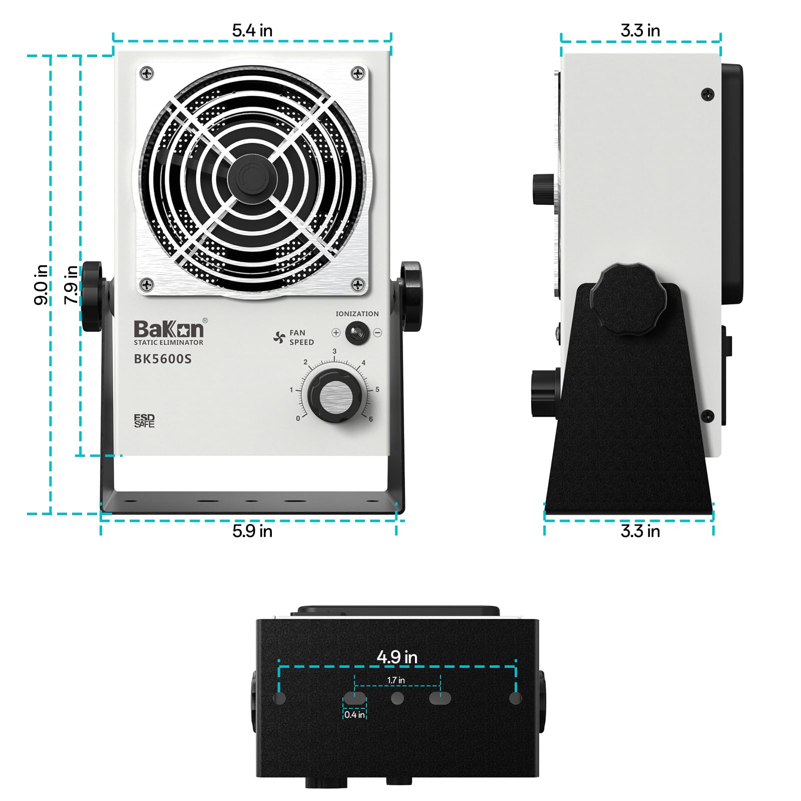 BK5600S Ventilador de iones antiestático, ventilador eléctrico de iones, eliminador estático, mantenimiento de fabricación electrónica, laboratorio de investigación científica, embalaje de chips para