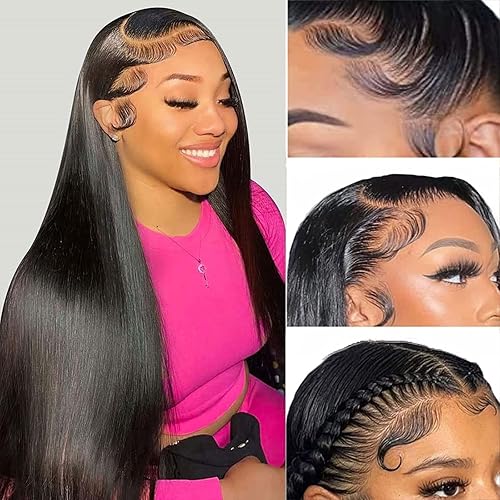 Pelucas de cabello humano ondulado con encaje frontal de 13 x 4 pulgadas, nudos blanqueados previamente despuntados con abuelitos, pelucas sin