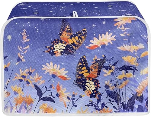 Miniatura 30 de Bulopur Cubierta de tostadora de 2 rebanadas de pintura de pájaros y flores, tostadora, panificadora, organizador de máquina, bolsa de protección