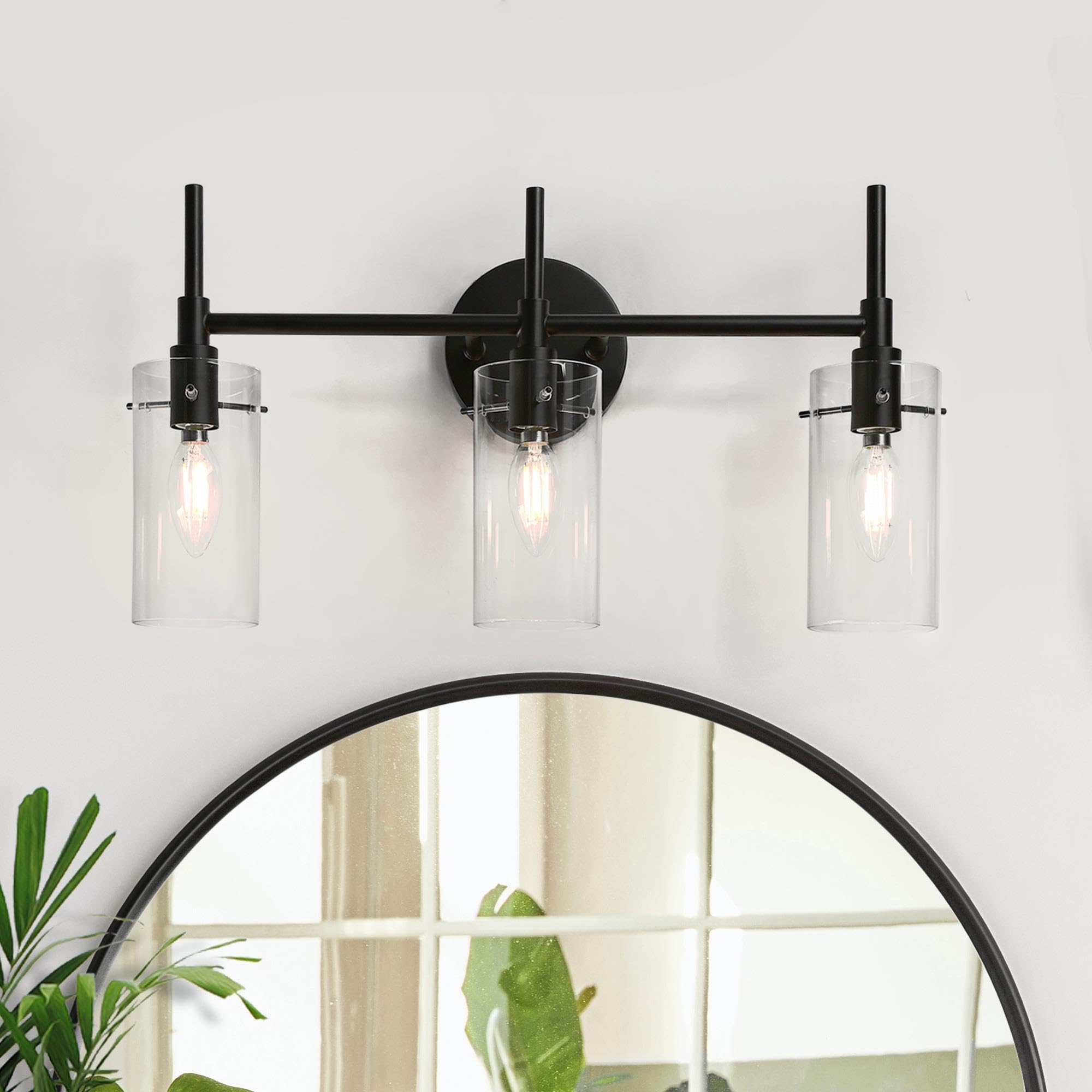 Bathroom Light Fixtures, Black Vanity Lights for Bathroom, 3 Light