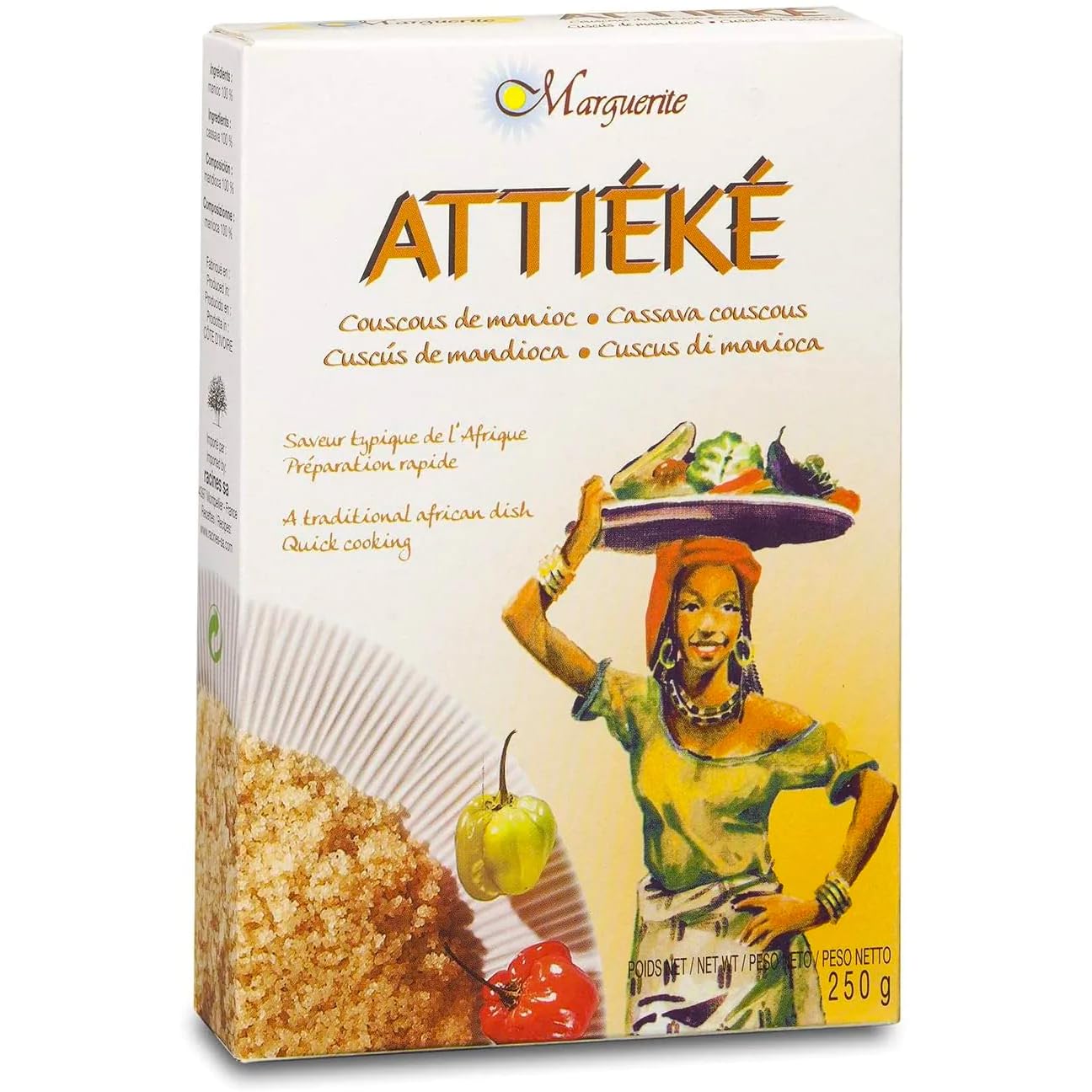 Attiéké MARGUERITE - cuscús de mandioca - 3 X 500 g ( Juego de 3 )