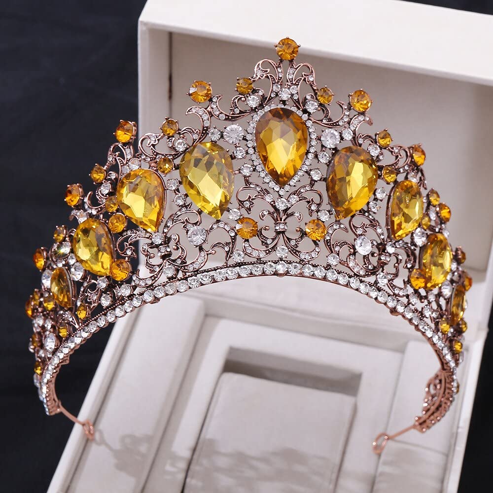 Hecho a Mano Mujeres Tiaras Luxury Barroque Antiguo Purple Crystal Hair Jewelry Crowns for Novia de Novia de Novia Pageant Diadema de Boda (Metal Color : Antique Red Purple)