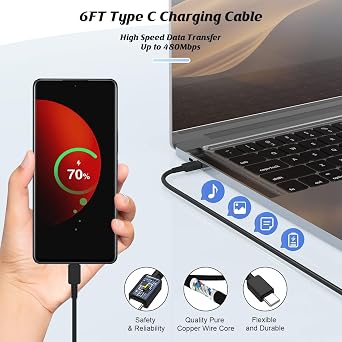 2Pack Super Fast Charger Type C 6ft, USB C Wall Charging Block Plug and Long Android Phone Charger Cable Cord for Samsung Galaxy S26/S26 Plus/S25/S24 Ultra/S23+/S22/S21/Note 20/iPhone 17 16 15 Pro