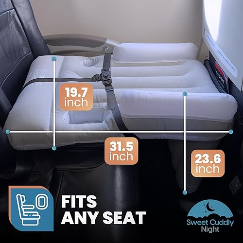 Miniatura 2 de Cama de avión para niños pequeños, cama inflable de avión para niños, se adapta a todos los asientos, con soporte para tazas, cómoda y duradera,