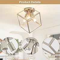 Vista 2 de Lámpara de techo empotrada de níquel cepillado, accesorios de iluminación geométrica multidireccional, marco de metal moderno, luces de vestíbulo