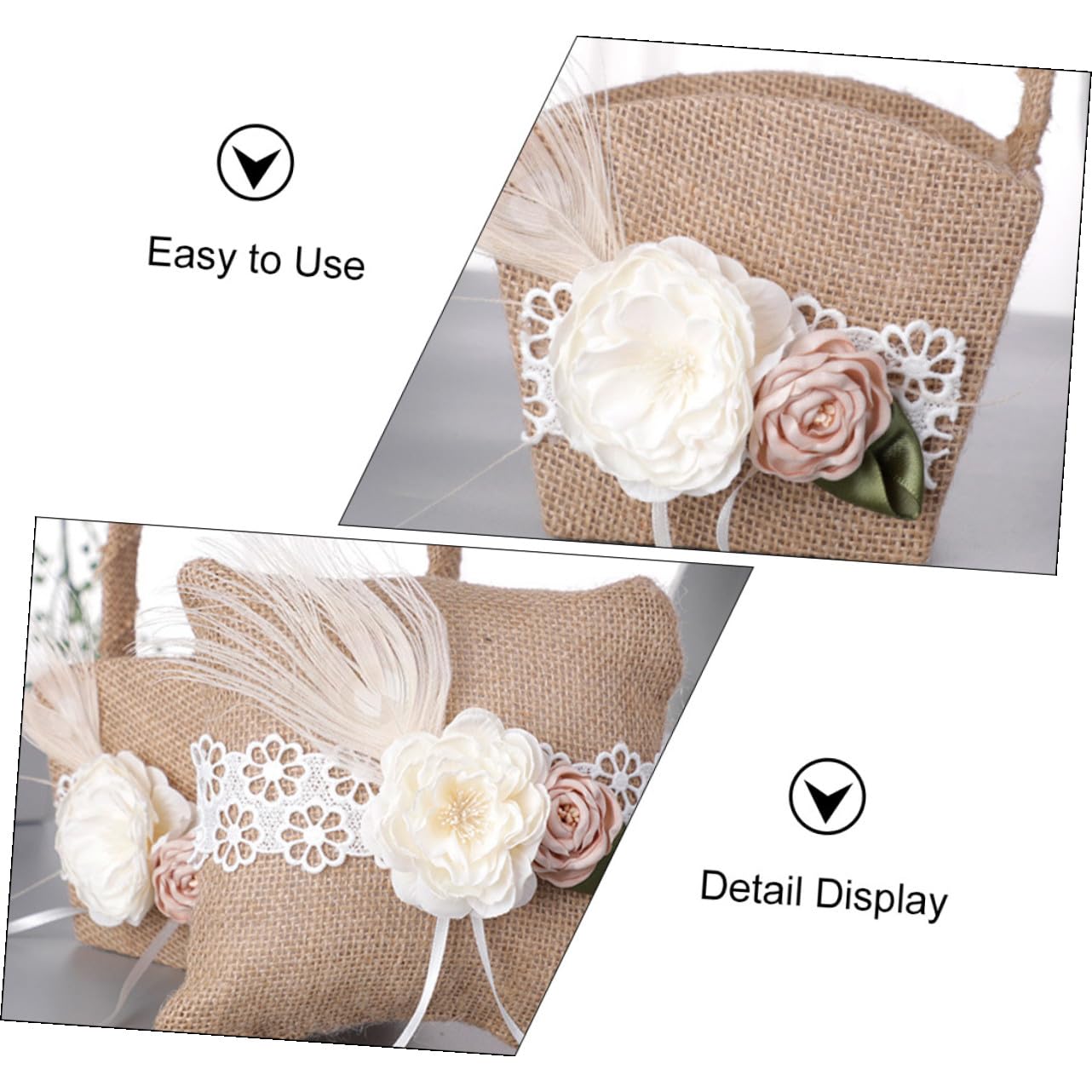 1Satz Hochzeitsblumenkorb und Ringkissen Set für Blumenmädchen Dekorative Ringkissen und Blumenkörbe aus Hochwertigem Material Romantische Hochzeit Dekoration für Trauung und Verlobung