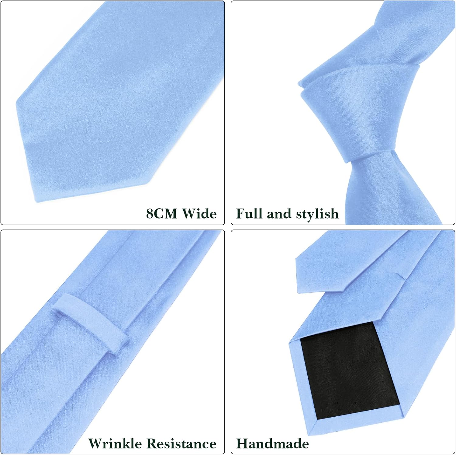 Men's Ties Solid Pure Color 3.15" (8CM) Necktie Plain Formal Business Wedding Black Ties For Men - Image 4