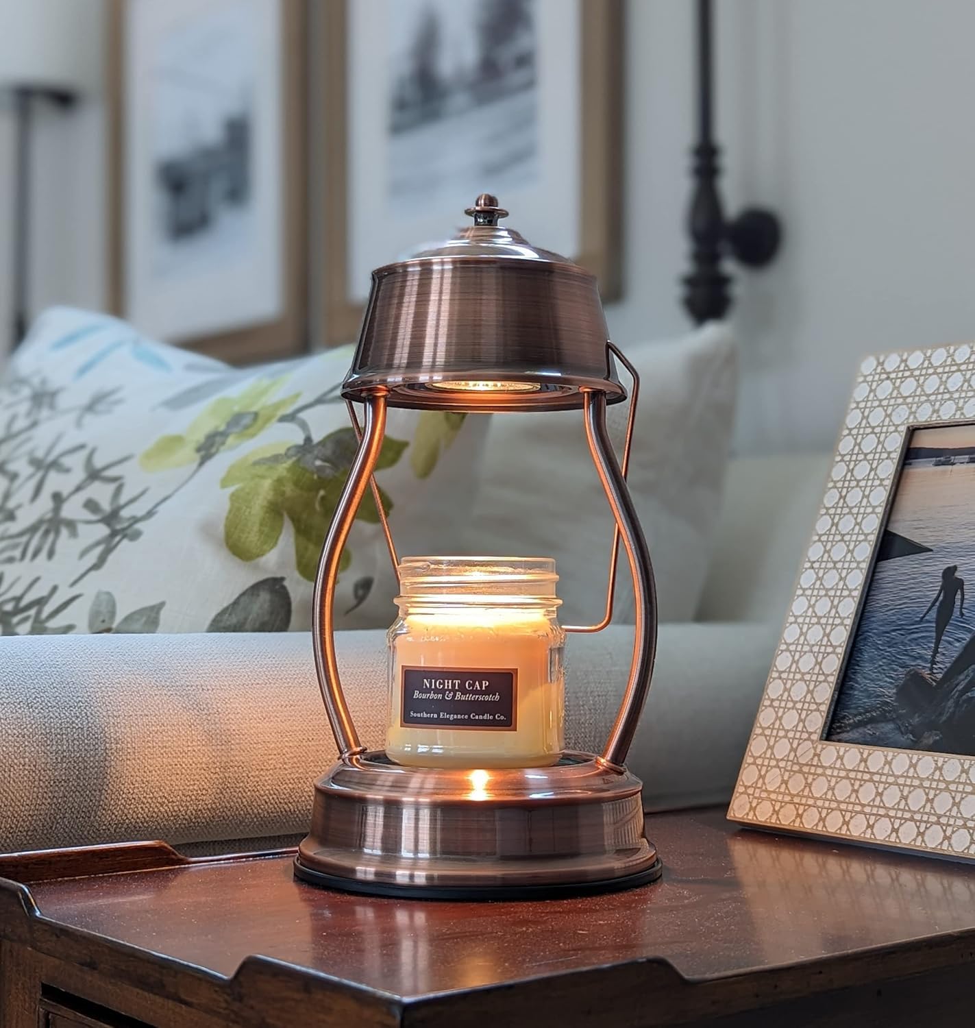 Podgrzewacz świec lampa z timerem ściemniana dla kobiet mamy nowy dom kuchnia biuro dekoracja światło do świec w słoiku z 2 żarówkami (bez świec)