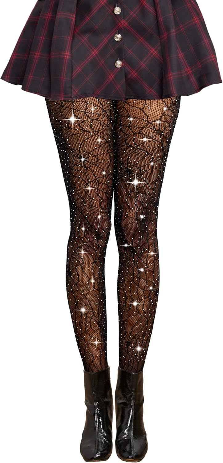 Star Fishnet Stockings for Women-Lace Design, Breathable & Stretchy Tights for Party, Cosplay, Fashion