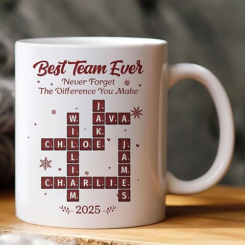 Macorner Personalized Mug, Best Team Ever Scrabble, Unique Christmas and Appreciation Gifts for Employees, Cool Team Mug, Thank You Gifts for Coworkers, Ideal for Employee Recognition from Boss